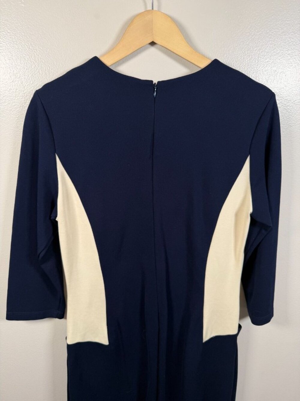 J. Mclaughlin Colorblock Sheath Dress Size Large Navy Blue Career Office Work - Picture 7 of 9